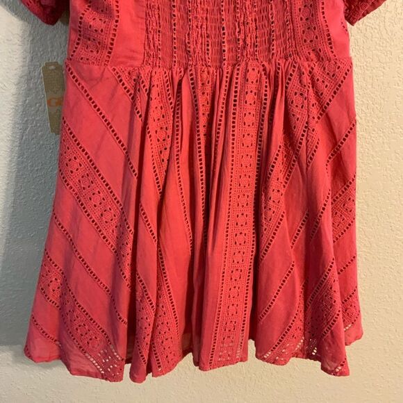 Gianni Bini Button Front Eyelet Coral Dress size L - Picture 7 of 9
